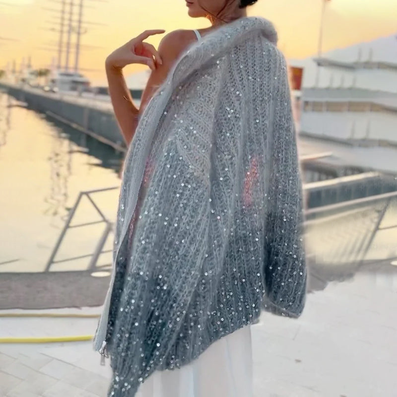 סוודר סרוג עם פייטים אחידים