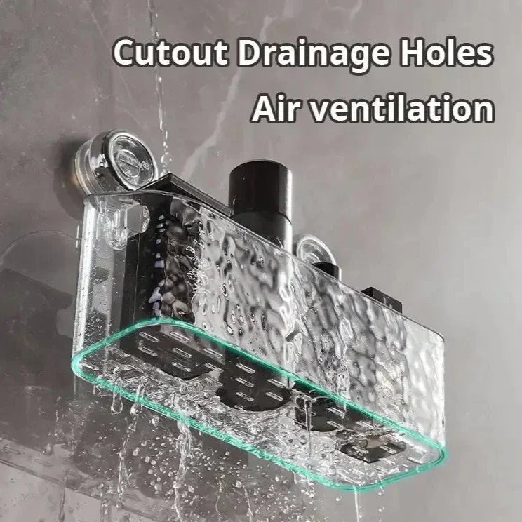 Praktická nástěnná police bez vrtání do koupelny